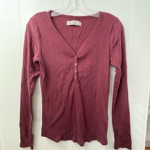Y2K Abercrombie & Fitch Long Sleeve Ribbed Henley Top Shirt Small